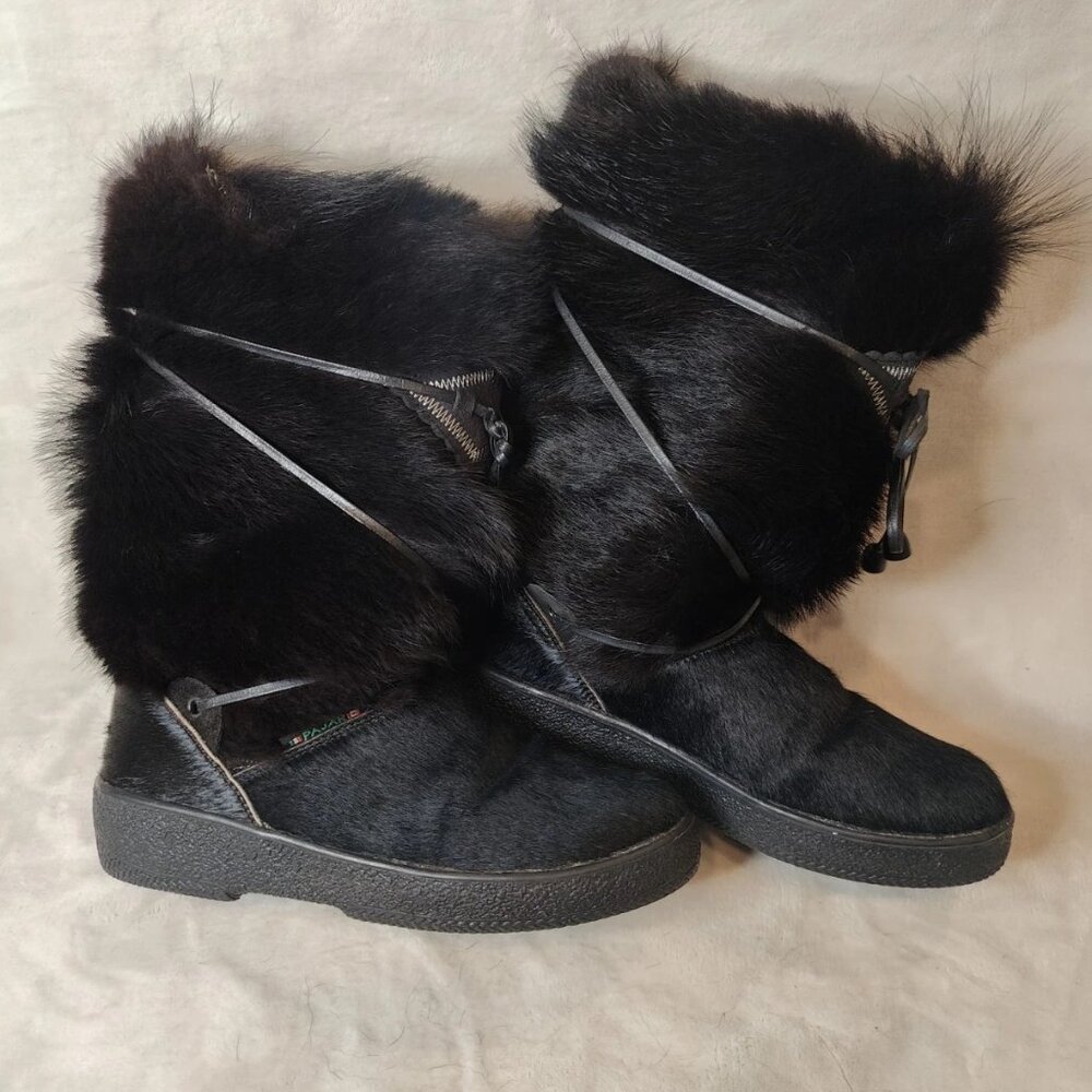 Vintage Pajar Size 40 Black Italian Goat Fur After Ski Boots